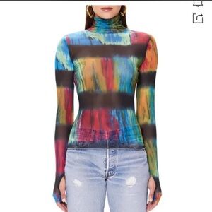 AFRM Colorful Striped Mesh Top